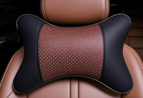 Car Neck Pillows Both Side Pu Leather 2pieces Pack Headrest Fit - Image 2