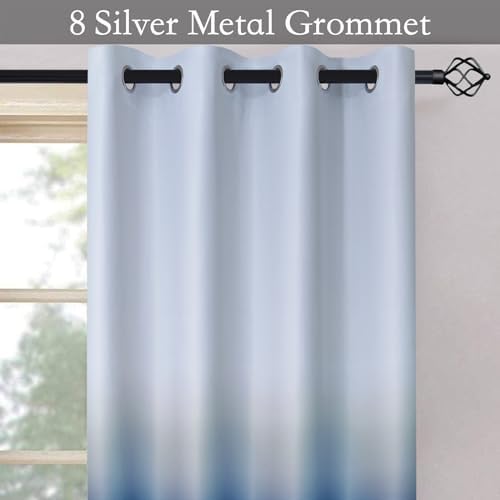 SimpleHome Ombre Gradient Blue White to Gray Curtains - Image 3