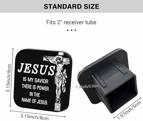 Swono Tow Hitch Covers He is My Savior Black Pattern 2 inch Rubber Hitch Inserts - Image 2