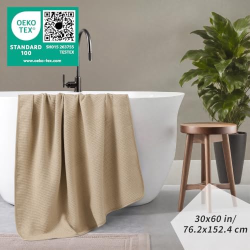 POLYTE 380 GSM Poly Blend Microfiber Quick Dry Waffle Bath Towel, 30x60 in - Image 4