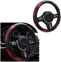 povtii Car Steering Wheel Cover, 15 Inch Leather Breathable Auto Steering Wheel by povtii