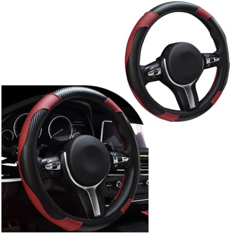 povtii Car Steering Wheel Cover, 15 Inch Leather Breathable Auto Steering Wheel by povtii
