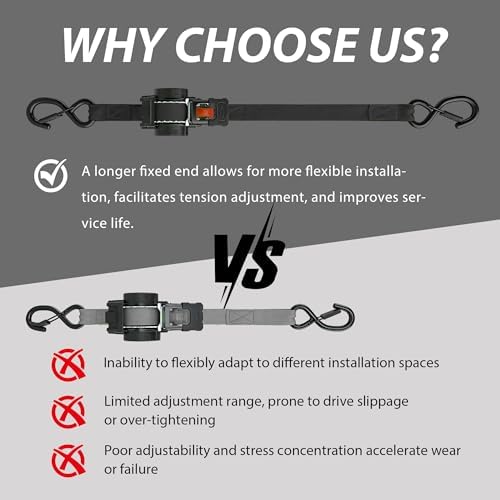 Retractable Ratchet Straps 1" x 13 Ft, 800 Lbs, 4 Pack - Image 3