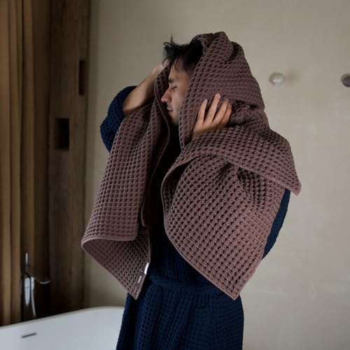 Luxury Organic Japanese Cotton Waffle Bath Towel | Thick, Quick Dry Bathroom - Image 5