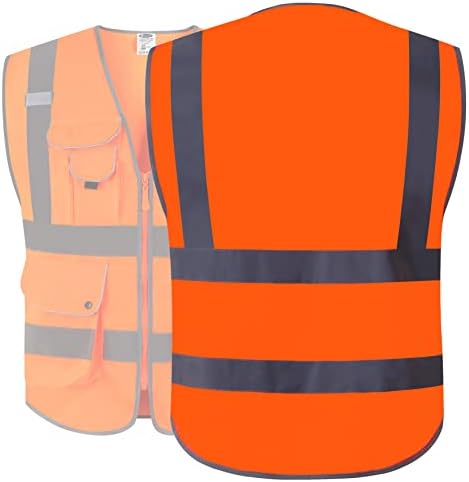 JKSafety Safety Vest for Men Women Reflective Hi Vis JK150 Orange L - Image 5