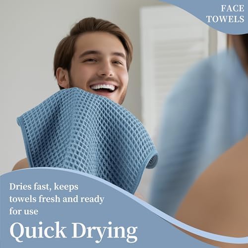 Microfiber Waffle Face Towels, 4 Pieces, Fast Drying, Lint Free 430 GSM - Image 5