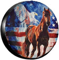 American Flag Horse Spare Tire Cover Wheel Protectors Waterproof Wheel Covers by Unknown