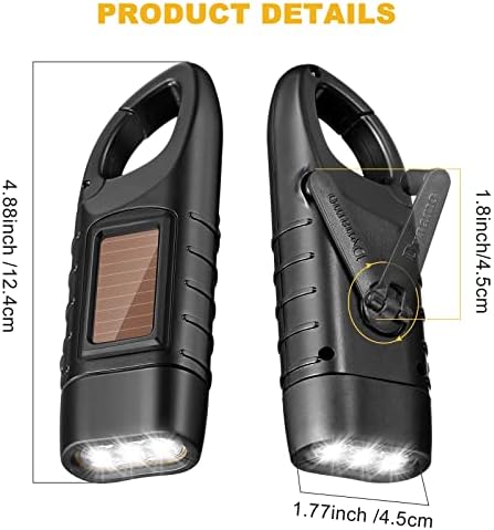 Mudder 4 Pack Hand Crank Solar Flashlight LED Emergency - Image 2