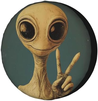 KiuLoam Martian Alien Peace Sign Retro Spare Tire Cover Polyester Universal by KiuLoam