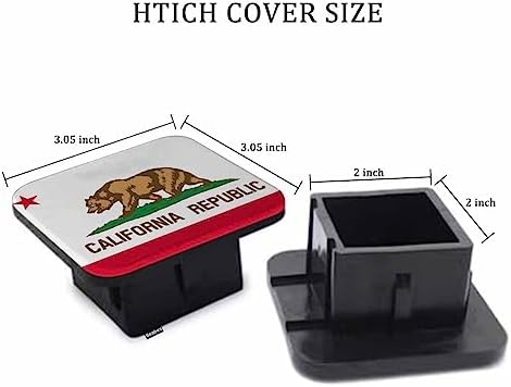 California Flag Receiver Hitch Cover, State of California Republic Flag Bear - Image 2