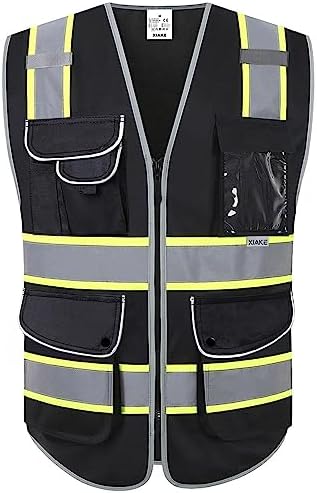 XIAKE 9 Pockets Class 2 High Visibility Reflective Safety Vest by XIAKE