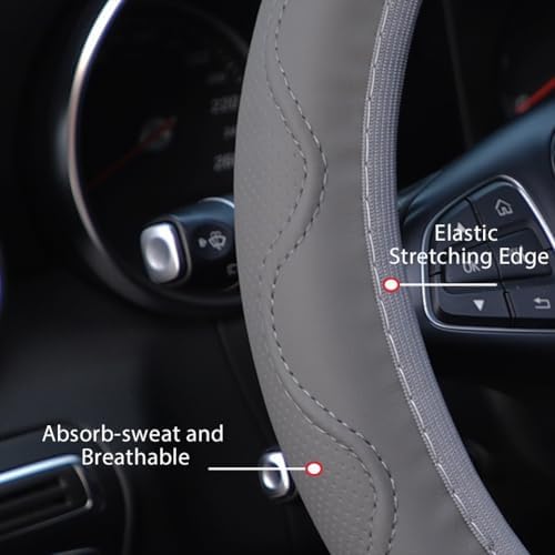Elastic Steering Wheel Cover Gray Universal 14-15 inch Steering Wheel Covers - Image 2