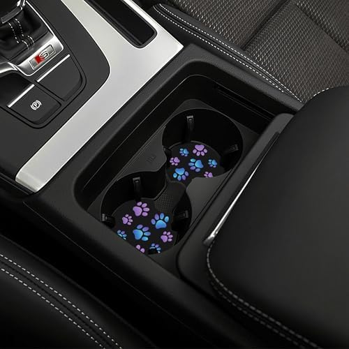 Purple Dog Paw Print Steering Wheel Cover + Dogs Prints 2 Pc Car Coasters - Image 7