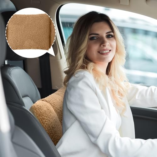 Queekay Fleece Lumbar Support Pillow 3 Section Back Pillow, Light Tan - Image 4