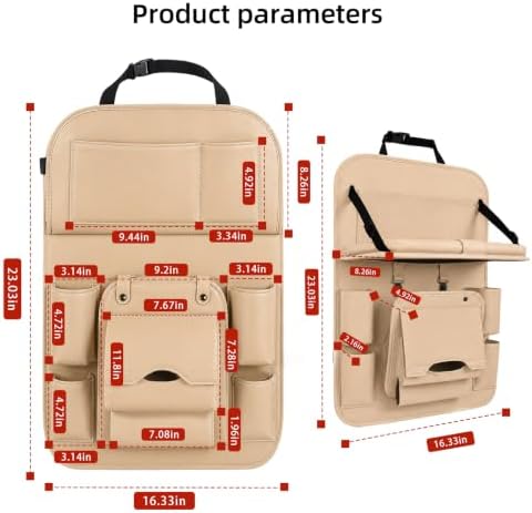 Backseat Car Organizer with Tray, 1 Pack Leather Seat Storage - Image 2