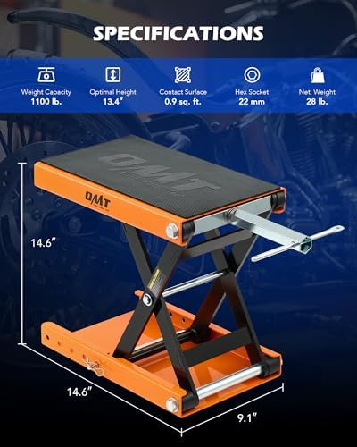 OMT Motorcycle Lift, 1100lb Crank Hoist Stand - Image 2