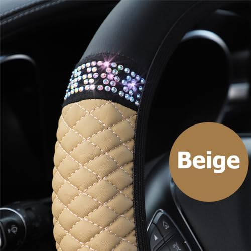 Osilly 15 Inch Rhinestone Leather Steering Wheel Cover - Image 4