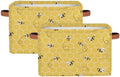 2Pack Yellow with Bees Large Collapsible Storage Bins, Honey Honeycombs by GzLeyigouHomeKitchen