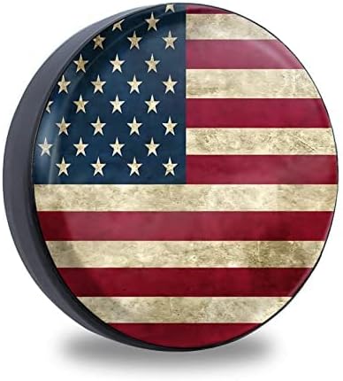 Retro American Flag Spare Tire Cover Fit by Jusen