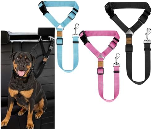 3 Pack Dog Seat Belt for Car, Car Headrest Restraint Adjustable Nylon Fabric by Unknown