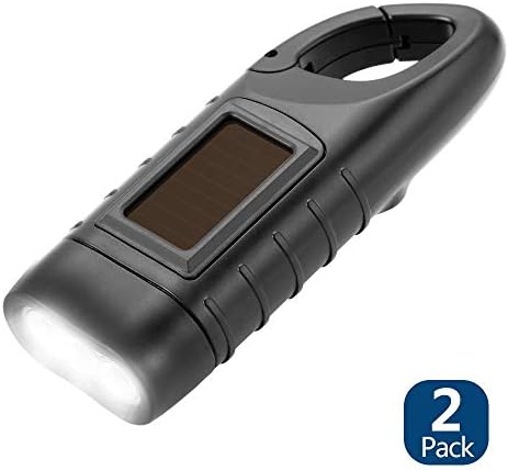 Simpeak 2-Pack Hand Crank Solar Powered LED Flashlight, Emergency Survival - Image 3