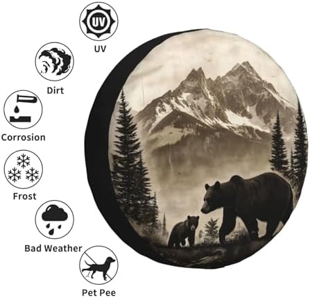Spare Tire Cover for RV Camper, Retro Bear Forest Tire Cover Protectors - Image 5