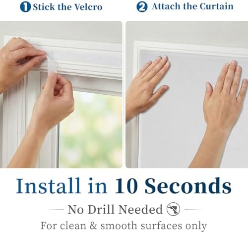 100% Blackout Self Adhesive Curtains, Fabric Temporary Window Coverings Easy to - Image 3