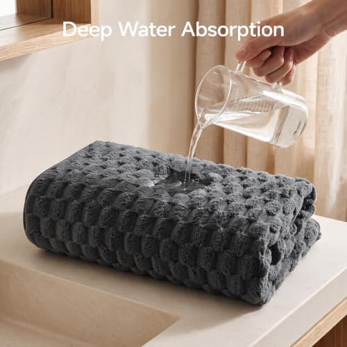 REDKISS Charcoal Gray Pink Microfiber Bath Towels Large, 2 Pack - Image 4