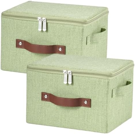 2PCS Storage Bins with Zipper Lids Decorative Lidded Basket Box by VinneGenzz