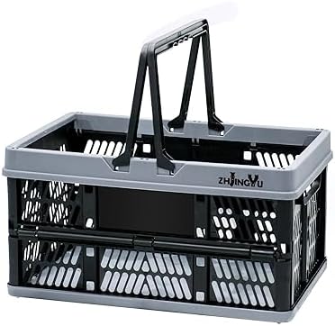 Foladable plastic baskets with handles 20L, collapsible crates by ZHJINGYU