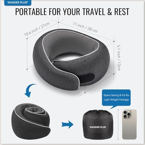 WANDER+® Travel Neck Pillow, Memory Foam Neck Pillow - Image 2