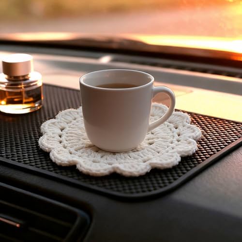 2PCS Handmade Crochet Car Cup Holder Coasters - Image 6