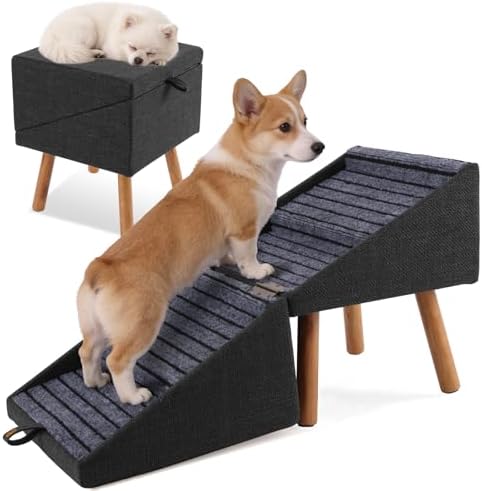 17.13" H Dog Ramp for Couch, 2-in-1 Pet Stairs & Ottoman by Ziluce