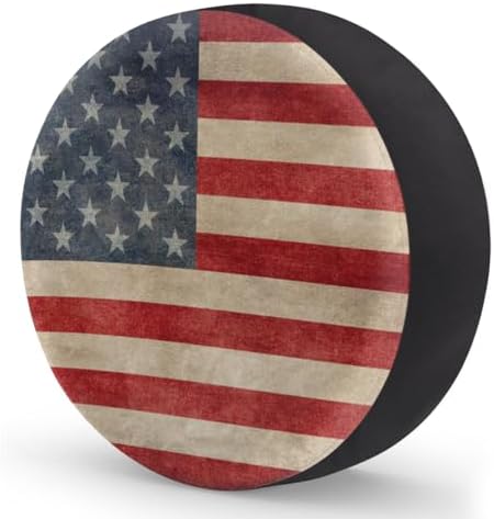Spare Tire Cover for RV Trailer, Vintage American Flag Waterproof Sun Leather - Image 2