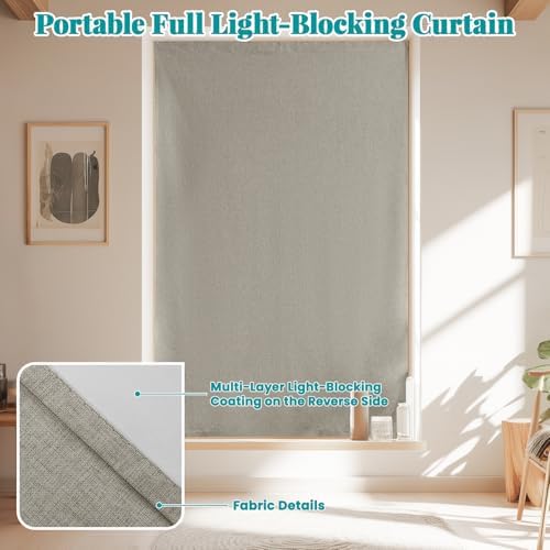 100% Blackout Curtains for Bedroom Stick On Curtain Window Shades Pull Down - Image 6