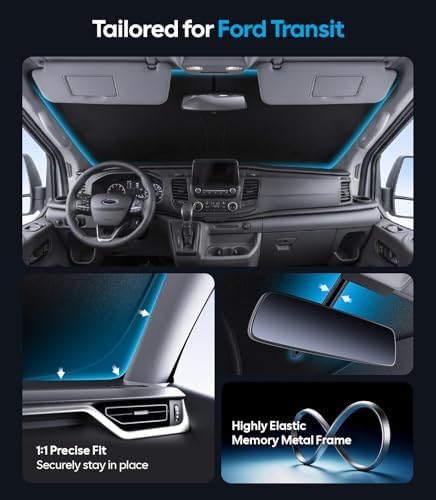 Wigoo for Ford Transit Windshield Sunshade, Custom Fit, Keeps Interior Cool - Image 4