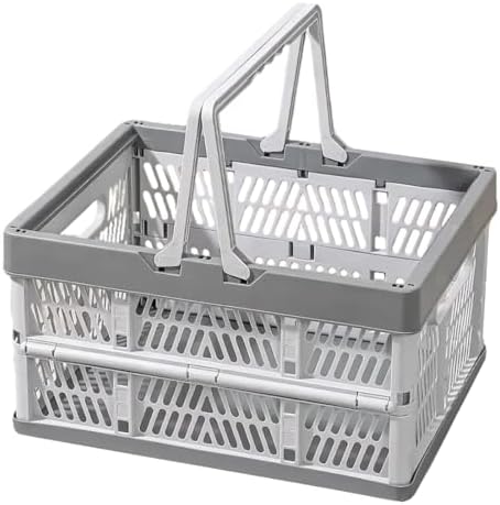 Collapsible Storage Crate with Handles, 20L Foldable Plastic Basket, Organizer by YTAONS