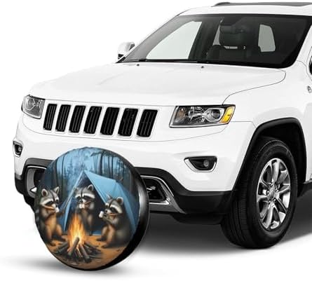 Raccoons Campfire Universal Spare Tire Cover, 16 Inch, Cute Waterproof - Image 7