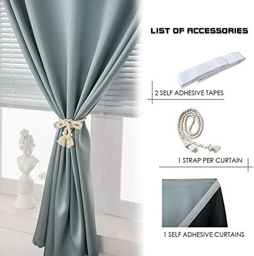 AJAZZ 100% Window Blinds Blackout Portable Blackout Curtains Adhesive Curtains - Image 2