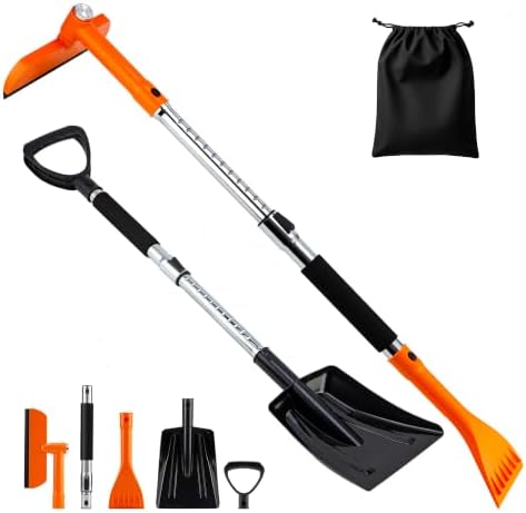COCCKO 47.6" Car Snow Brush and Ice Scraper, 3-in-1 Heavy Duty Extendable Snow by Unknown