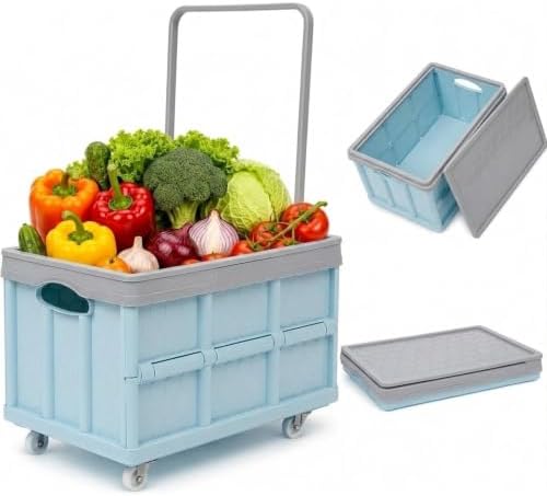 Collapsible Storage Bins with Lids, Folding Plastic Stackable Utility Crates 30L by cabilock