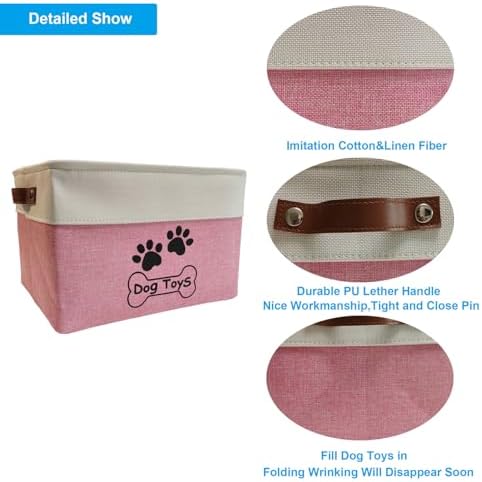 Dog Toy Basket Collapsible Dog Toy Box Foldable Dog Toy Bin - Image 4