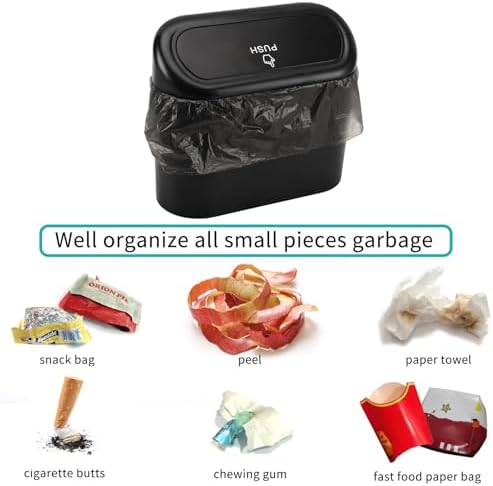 Accmor Car Trash Can with Lid, Mini Auto Dustbin Garbage Organizer with 30 Pcs - Image 6