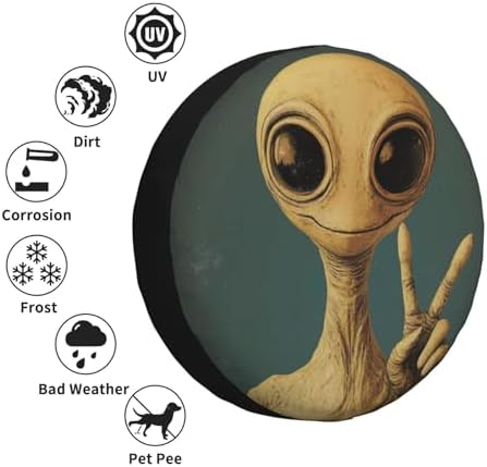 KiuLoam Martian Alien Peace Sign Retro Spare Tire Cover Polyester Universal - Image 6