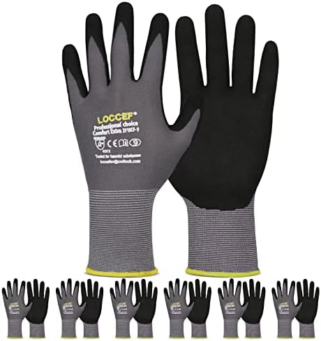 LOCCEF MicroFoam Nitrile Coated Safety Work Gloves by LOCCEF