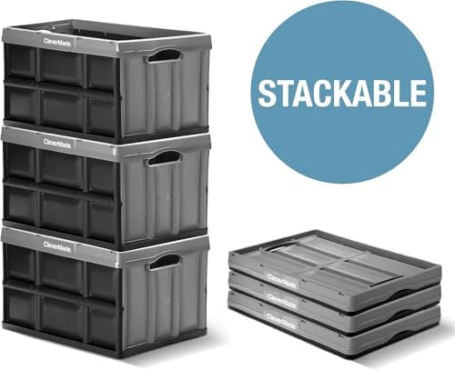 CleverMade Collapsible Storage Bins, 46L 3 Pack, 75 lb Stackable - Image 6
