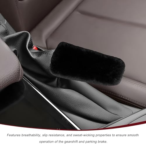 2PCS Fluffy Car Gear Shift Knob & Handbrake Cover, Comfortable Plush Shifter - Image 3