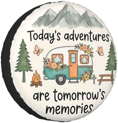 Retro Camper Spare Tire Cover SUV Trailer Truck RV 16 Inch by FATTTYCY