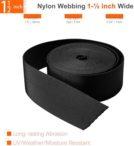 1-1/2 inch Straps Buckles Set: 6 yard Nylon Webbing Strap 1.5" Wide, 5 pack - Image 3