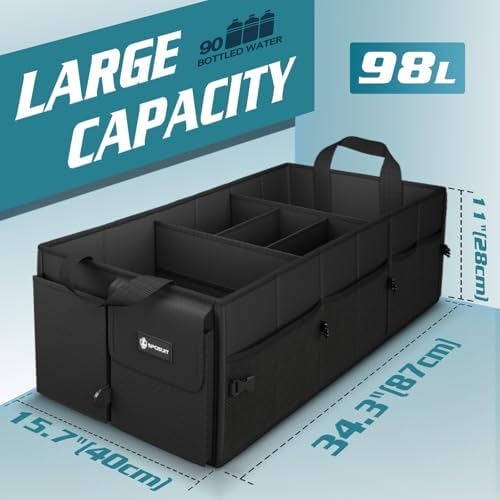 Sposuit Large Trunk Organizer - 98L Collapsible Car Storage Organizer - Image 2
